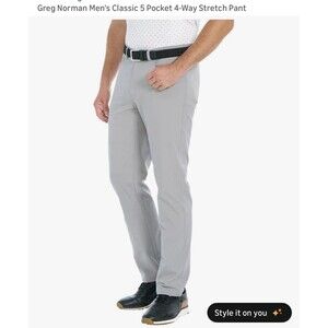 NEW NWT Greg Norman Ultimate 5 Pocket Men's 36 X 30 Stretch Golf Pants Gray